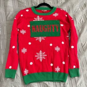 Naughty/Nice sequined Christmas Sweater